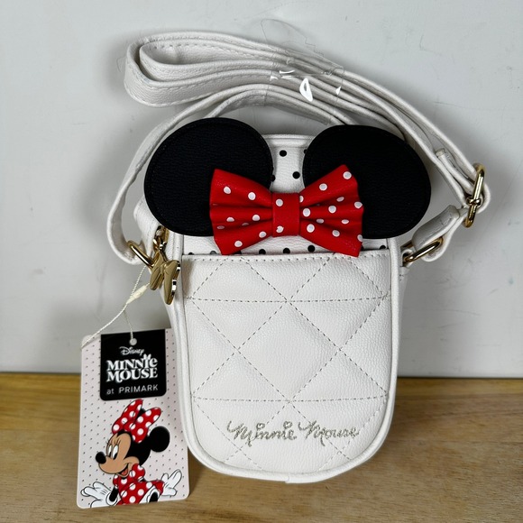 Disney x Primark Handbags - Disney Primark Minnie Mouse Cell Phone Crossbody Bag Quilted Bow Polka Dot‎
